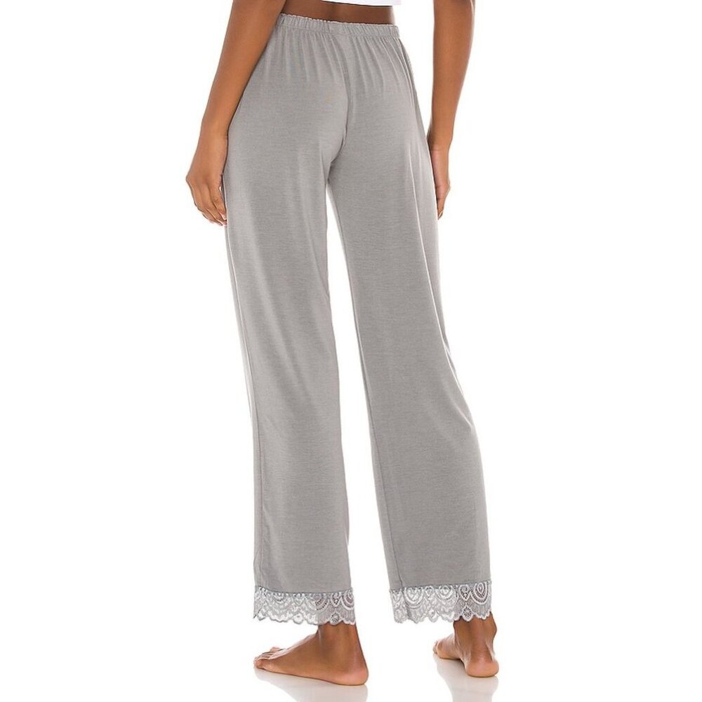 NEW Flora Nikrooz Women Metal Lace Trim Mid Rise Wide Leg Pull On Pajama Pants - Picture 4 of 5